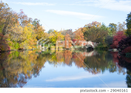 Gapstow bridge in a colorfull fall morning 29040161