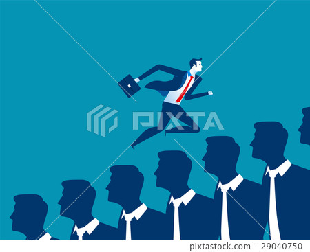 Businessman running over other business people 29040750