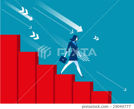 Businesswoman moving down  with economic recession 29040777