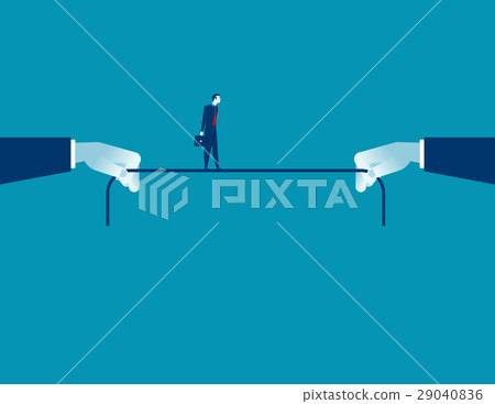 Young brave rick businessman balancing on rope 29040836