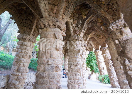 Walking around Park Guell in Barcelona Walking around Park Guell in Barcelona 29041013