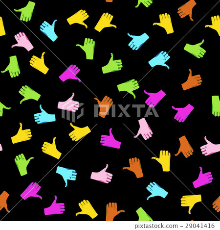 Like hand icon colorful pattern black background Like hand icon colorful pattern black background 29041416