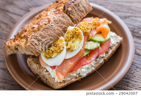Sandwich with salmon, avocado and eggs Sandwich with salmon, avocado and eggs 29042007