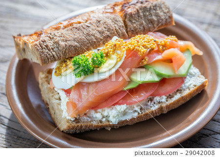 Sandwich with salmon, avocado and eggs Sandwich with salmon, avocado and eggs 29042008