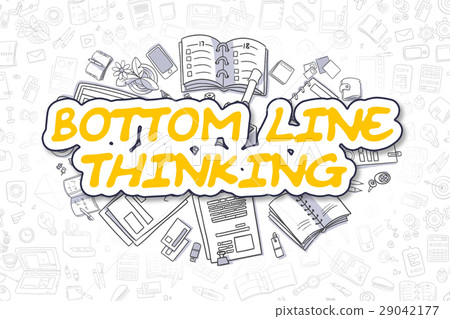 Bottom Line Thinking - Doodle Yellow Word 29042177