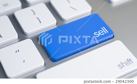 Sell - Message on Blue Keyboard Button. 3D. 29042300