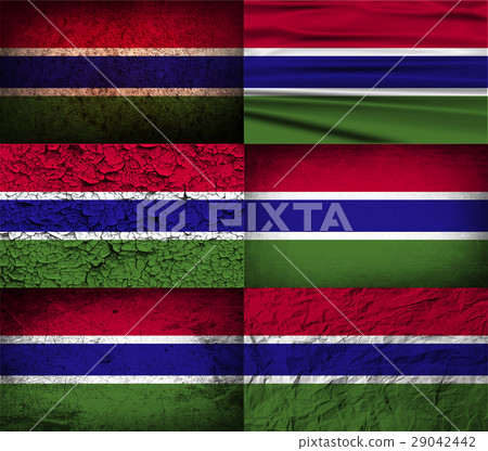 Set of six flags Gambia with old texture. Vector - Stock Illustration ...