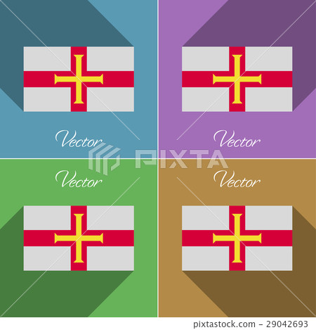 Flags Guernsey. Set of colors flat design and long 29042693