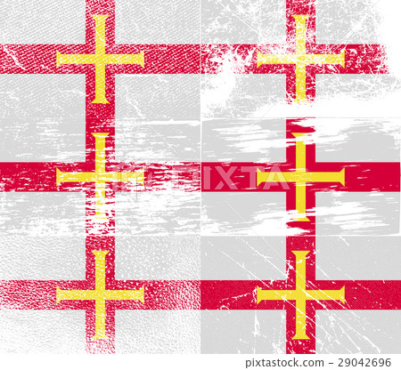 Set of six flags Guernsey with old texture. Vector 29042696
