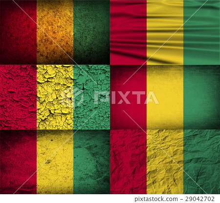 Set of six flags Guinea with old texture. Vector Set of six flags Guinea with old texture. Vector 29042702