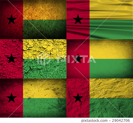 Set of six flags Guinea-Bissau with old texture. V Set of six flags Guinea-Bissau with old texture. V 29042706