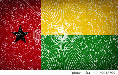 Flags GuineaBissau with broken glass texture. Vect Flags GuineaBissau with broken glass texture. Vect 29042709