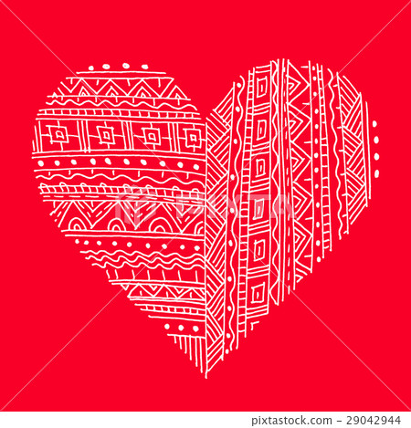 White abstract pattern heart on red background White abstract pattern heart on red background 29042944