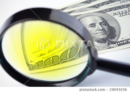 Dollars under a magnifying glass Dollars under a magnifying glass 29043036