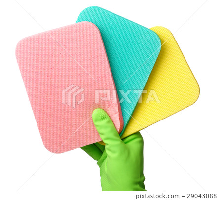 Few washing sponges in hand Few washing sponges in hand 29043088