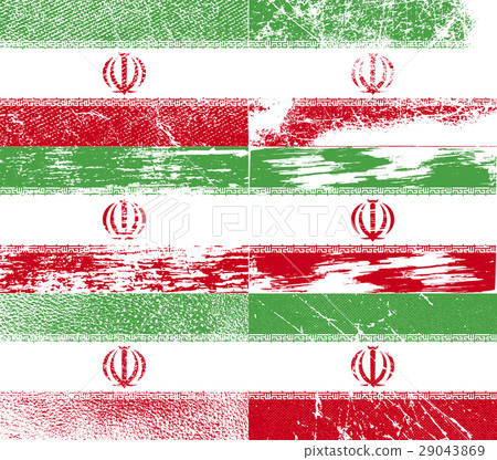 Set of six flags Iran with old texture. Vector 29043869
