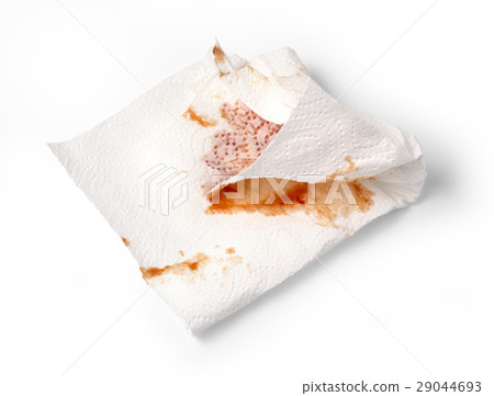 White dirty napkin isolated on white. White dirty napkin isolated on white. 29044693