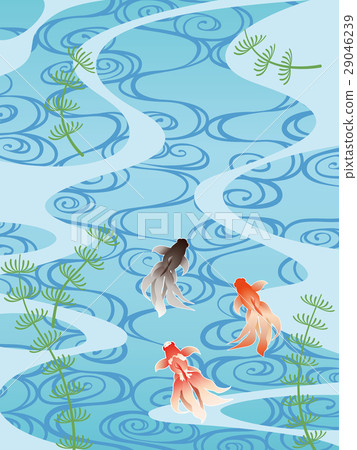 水花卉圖案和金魚 29046239