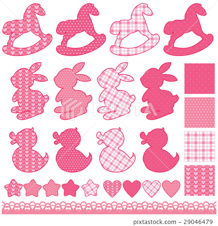 Set with toys - horses, rabbits, hearts and stars 29046479