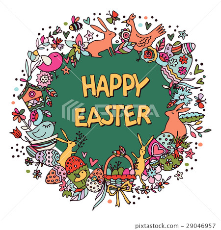 Cartoon vector hand drawn Doodle Happy Easter Cartoon vector hand drawn Doodle Happy Easter 29046957