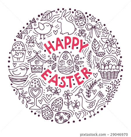 Cartoon vector hand drawn Doodle Happy Easter 29046970