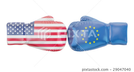Boxing gloves with USA and EU flags 29047040