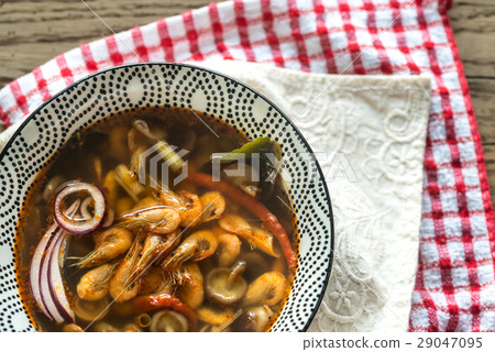 Bowl of thai tom yum soup 29047095