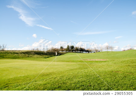 Winter golf course green and bunker Winter golf course green and bunker 29055305