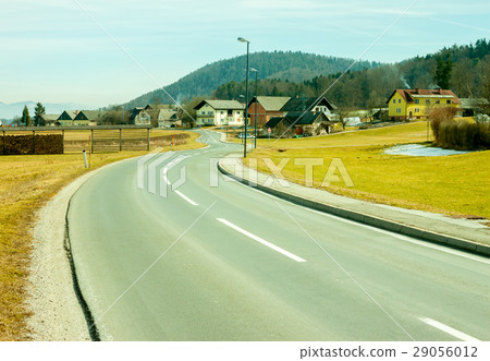 road through small European village 29056012