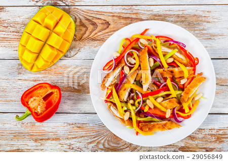 chicken meat, mango, peanuts, bell pepper salad 29056849