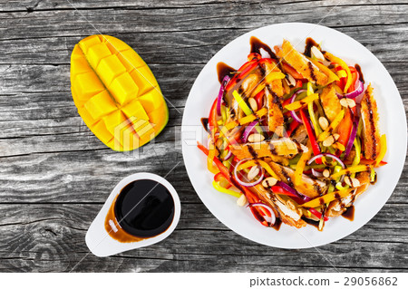mango, fried chicken breast,  peanuts, bell pepper 29056862
