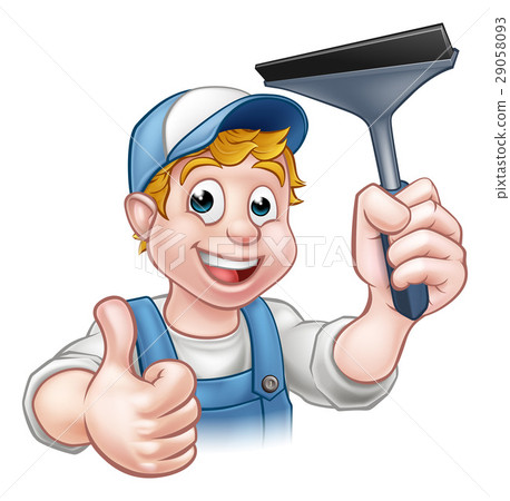 Window Cleaner Holding Squeegee Window Cleaner Holding Squeegee 29058093