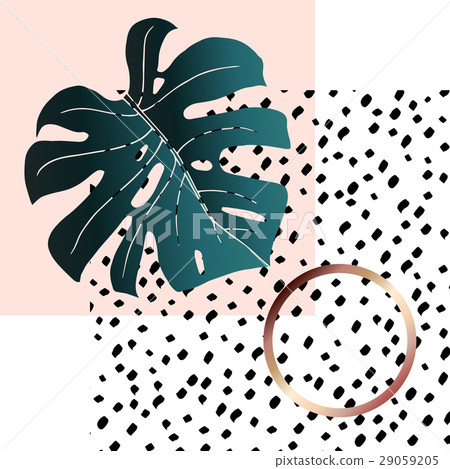 monstera and geometry-02 - Stock Illustration [29059205] - PIXTA