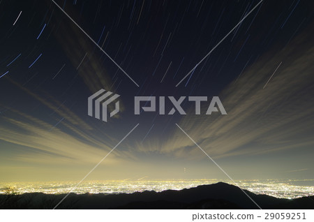 Tanzawa, Tokyo seen from Otanoyadake in Tokyo - Shonan night scenery and stars' light traces Tanzawa, Tokyo seen from Otanoyadake in Tokyo - Shonan night scenery and stars' light traces 29059251