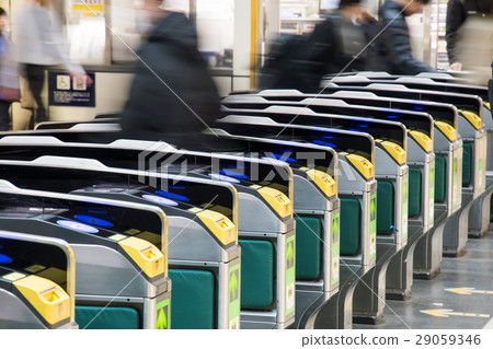 Automatic ticket gate machine at the station 29059346