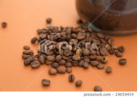 Powdered coffee and coffee beans Powdered coffee and coffee beans 29059454