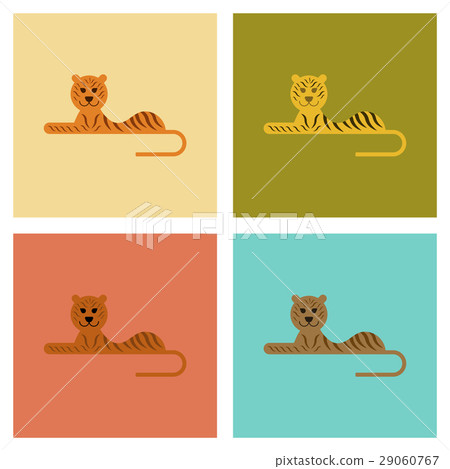 assembly flat icons nature cartoon tiger assembly flat icons nature cartoon tiger 29060767