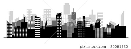 Black random city skyline Vector on white - Stock Illustration ...