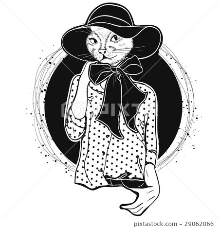 Vector elegant woman with cats head 29062066