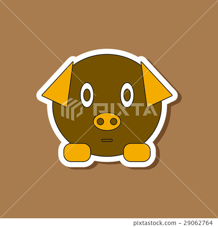 paper sticker on stylish background Kids toy pig paper sticker on stylish background Kids toy pig 29062764