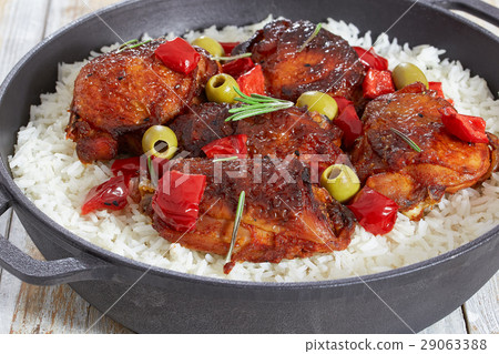 rice with grilled chicken thighs rice with grilled chicken thighs 29063388