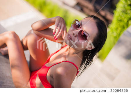 Close up summer portrait of Woman enjoy relaxing Close up summer portrait of Woman enjoy relaxing 29064866