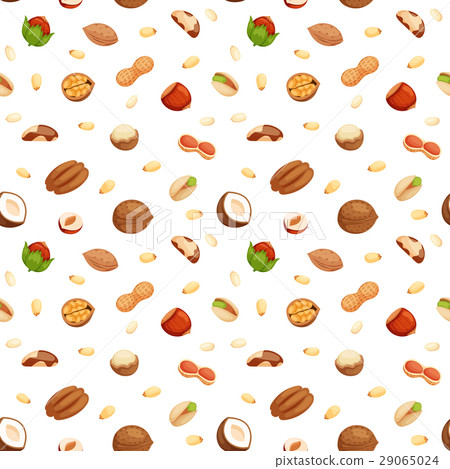 Seamless pattern with illustrations of nuts vector - Stock Illustration ...