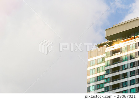 Modern apartment buildings blue sky white cloud Modern apartment buildings blue sky white cloud 29067021