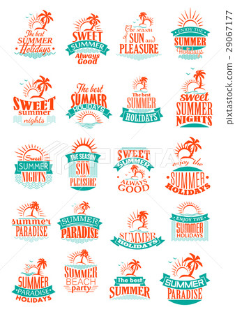 Summer holidays or vacation trip vector icons 29067177