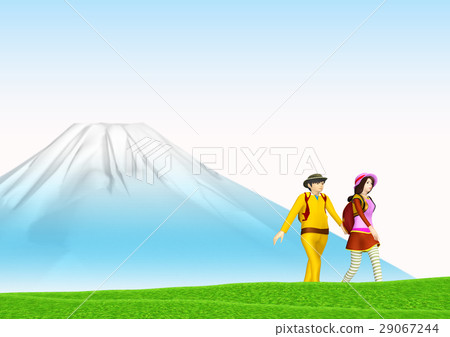 一對夫婦徒步登山富士山 一對夫婦徒步登山富士山 29067244