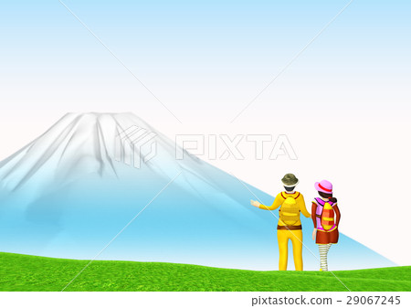 一對夫婦在徒步觀看富士山 一對夫婦在徒步觀看富士山 29067245