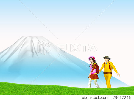 一對夫婦徒步登山富士山 一對夫婦徒步登山富士山 29067246