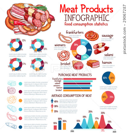Infographics for meat products vector template 29067287