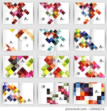 Set of square geometrical business brochure Set of square geometrical business brochure 29068272